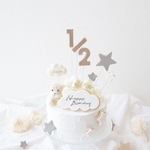 ゲスト様　専用　くまさんと紫陽花のクレイケーキ☆ハーフバースデー　誕生日　手持ちケーキ　誕生日ケーキ　自宅撮影　1/2歳以外でも承ってます♪