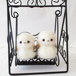 送料無料🌷ハートのシマエナガ💗🐣仲良しブランコ💗羊毛フェルト　父の日