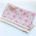 LIBERTY　リバティ　Felicite　フェリシテ　31P　仕切りポケット、カードポケット付きwファスナークリアポケットポーチM　size19×12cm　◆通帳ポーチ・お薬手帳入れにも