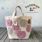 tuttifun＊ピンクとベージュの丸柄バッグ