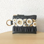 インド刺繍リボンのカラビナポーチ