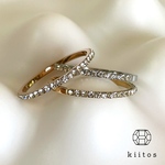 金属アレルギー対応　316L サージカルステンレス CZ ダイヤモンド ハーフ エタニティ リング 指輪 kiitos つけっぱなし！OK