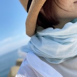 ダブルガーゼの大判ストール。淡い淡い水色。【受注製作】