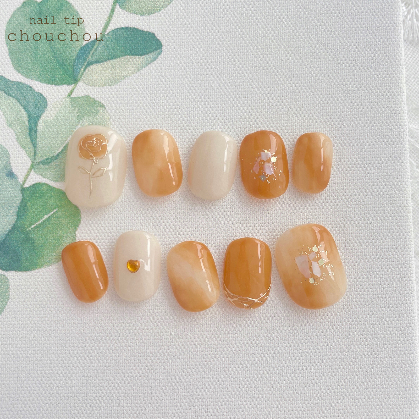 大人の推しカラーネイル🌹（オレンジ） ネイルチップ - nail tip