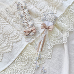 ♡新作♡フォト小物セット❁ベビー❁キッズ❁フリルとリボンのヘッドドレス＋Creamy bouquet.の魔法のステッキ⸝⋆パステルmix ×ラテベージュ❁ヘアバンド❁かぎ針編み❁バースデーフォト