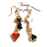 白猫と黒猫のトランプ キャット  猫 ピアス Cat's Love Potion  送料無料  