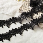 ＊再入荷＊1m 綺麗 ロココ調 花 フラワー ケミカルレース ブレード 黒 BK230507 ハンドメイド 手芸 素材 材料