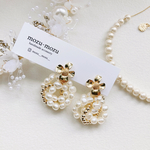 Pearl ringイヤリング𖧷たっぷりパールとゴールドフラワーが◎ デイリー にも フォーマル にもおすすめできます𖧷
