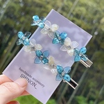 【10/31まで  引越しありがとうセール】紫陽花 シェル入り💙‎🤍ロングヘアクリップ