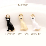 M1752-3  12個  エボチャーム 猫 8×18mm ゴールド  3X（4ヶ）