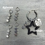 【ハンドメイドチャーム】【4個】ステンレス スター 3連 ピアス チャーム