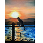 猫の向こうに沈む夕陽