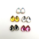 【18×13mm  10個】1.オーロラ アクリルラインストーン しずく台座付きガラスストーン  オーロラ  ドロップ 