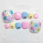 RUNA♪ペディキュアパステルカラフルフラワーネイルチップ