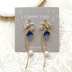 チェスカット　チェコビーズ　鈴丸パール　ピアス/イヤリング変更可能（Blue）