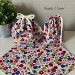 【送料無料♪】お弁当袋セット　お弁当袋　コップ袋　ランチョンマット　正方形　給食袋　ランチセット　花柄　ちょうちょ　うさぎ　小鳥　カラフル　女の子　入園準備　入学準備　幼稚園　保育園　小学校