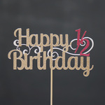 "Happy 1/2(or Number) Birthday" "ハッピーハーフバースデー”トッパー（グリッター）