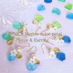 海色花びら＊シェルとコットンパールのピアス&イヤリング