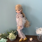 リカちゃん服 浴衣 【紫陽花薄紫葱×月白兵児帯】リカちゃん着物