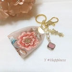 送料無料 NEW♪インド刺繍リボンキーホルダー キーチャーム バッグチャーム 