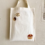 Cafe-sweets☆羊毛刺繍薄手コットントート〜カップケーキ🧁🍪🍩