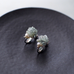 temari bana - 手毬花 -　⁂　ビーズ刺繍　イヤリング　ピアス　アクアマリン　天然石　淡水パール