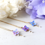【３色から選べる】紫陽花＊ひと粒ネックレス　（アジサイ、薄紫、紫、青）