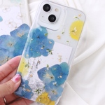 【ａｊｉｓａｉ】本物の紫陽花スマホケース。全機種対応アジサイブルー　ゴールドのお花　iPhone Xperia 手帳型変更　楽天ハンド　AQUOS ZenFone クリア　arrows エクスペリア