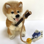 夏柴🎣魚釣りをする柴犬ちゃん🐕羊毛フェルト