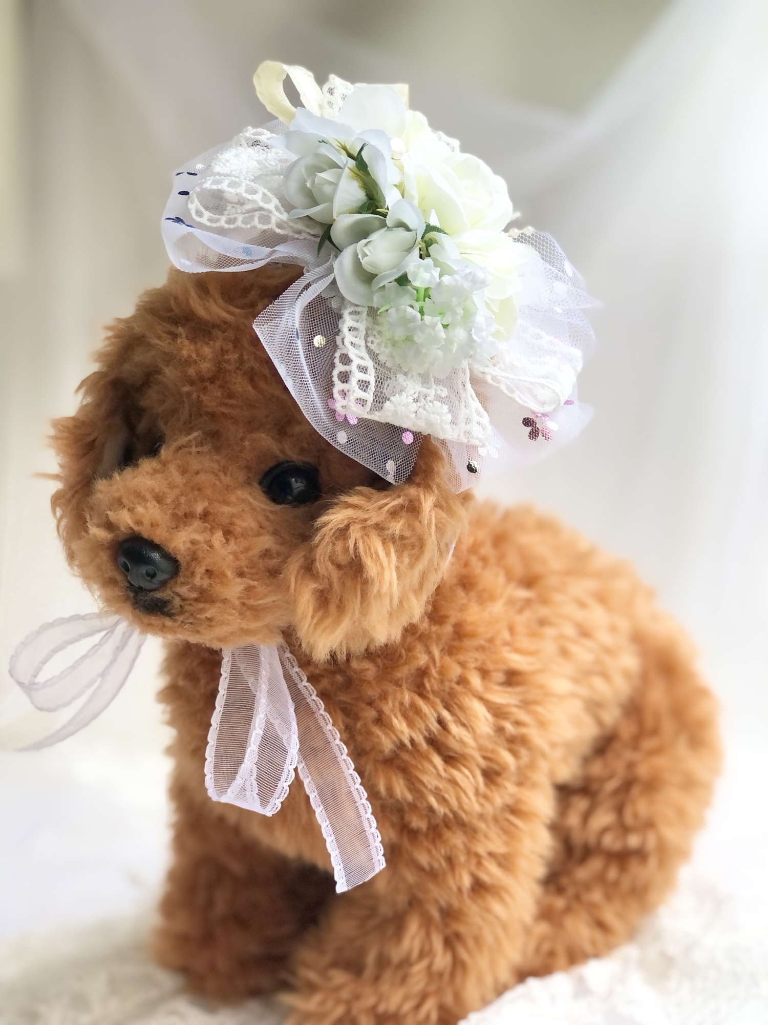 オーダーページ⭐️お花のネックレス型トリミングチョーカー 犬お花チョーカー《ホワイトウェディング》 犬用猫用アクセサリー 写真
