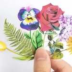 【資材】100枚　お花ステッカー　グリーン