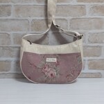 YUWA布のサコッシュ、ショルダーバッグくすみピンク花柄