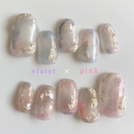 【現品】 violet×pink うるみとろとろニュアンスネイル