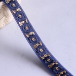 インド刺繍リボン　チュールリボン【ネイビー】刺繍リボン 刺繍リボン トリム ブレード ジャガードリボンチロリアンテープ レース チュールレース