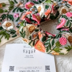 インド刺繍リボンの贅沢シュシュ　メッシュアイボリー　髪留め　ヘアゴム　ギフト　プレゼント　誕生日　通勤　通学　オフィス　まとめ髪