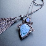 blue moonstone × blue opal / macrame necklace #マクラメネックレス＃