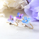 【３色から選べる】紫陽花＊ひと粒リング(金色バージョン)　（指輪、オープンリング、フォークリング、フリーサイズ）