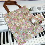 再販❣️ちょっとそこまで☆小さなエコバッグ♪ちょっとレトロなピンクの小花プリント🌸