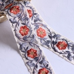 インド刺繍リボン  オーガンジーリボン【グレイッシュブルー】　ブレード レース リボン　a9