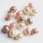 【10個/12x10mm】縦穴　オーロラ　シワシワ　マット　楕円形　オーバル　ハンドメイド　ビーズ　材料　DIY  k/オーバ