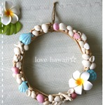 ハワイ風☆シェルとプルメリアのリース