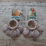 vintagetoffee　vintagepins　コアラ　インコ　鳥　　ヴィンテージ　アンティーク　木製　wood　　イヤリング　ピアス