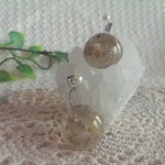 sale！【ノンホール樹脂ピアス】淡水パール×タイチンルチル