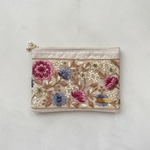flat pouch M /インド刺繍リボンのフラットポーチ