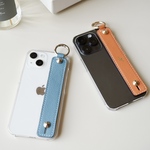 iPhoneケース クリア×革のベルト ドイツ産カーフレザー ワープロラックス本革 ハードケース TPU