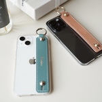 iPhoneケース クリア×革のベルト イタリアンレザー ブッテーロ 本革 ハードケース TPU ソフトケース