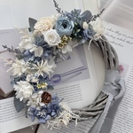 【リース】くすみブルーの リース リース 通年リース ブルー プリザーブドフラワー  開店祝い 結婚祝い 誕生日プレゼント 引越し祝い 送別 退職祝い 出産祝い 両親贈呈用 卒業 入学祝い 母の日