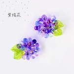 梅雨 紫陽花の耳飾り ( チェコビーズ チェコガラス 透明感 みずみずしい あじさい アジサイ 大ぶり イヤリング )