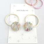 【194】もこもこお花畑のリース　ヘアゴム　シャーベット　カラフル　花　子供　ハンドメイド　キッズ　ベビー