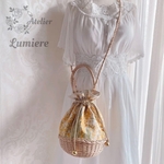  〜巾着かごバッグ〜【ミモザ・ナチュラル】2way・3wayにもなるかごポシェット